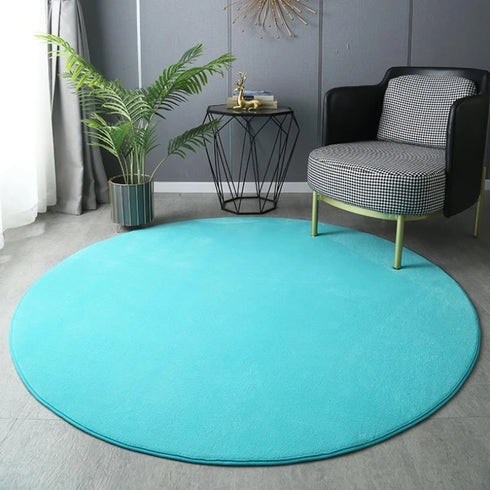Round Coral Velvet Carpet for Living Room Coffee Table Floor Rug Short Plush Foot Mat for Children's Play
